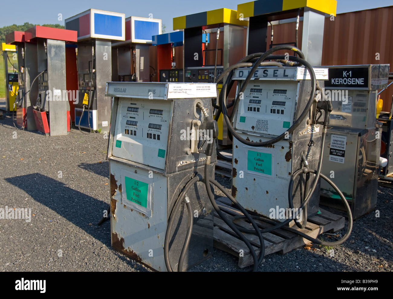 Broken fuel pumps Stock Photo Alamy