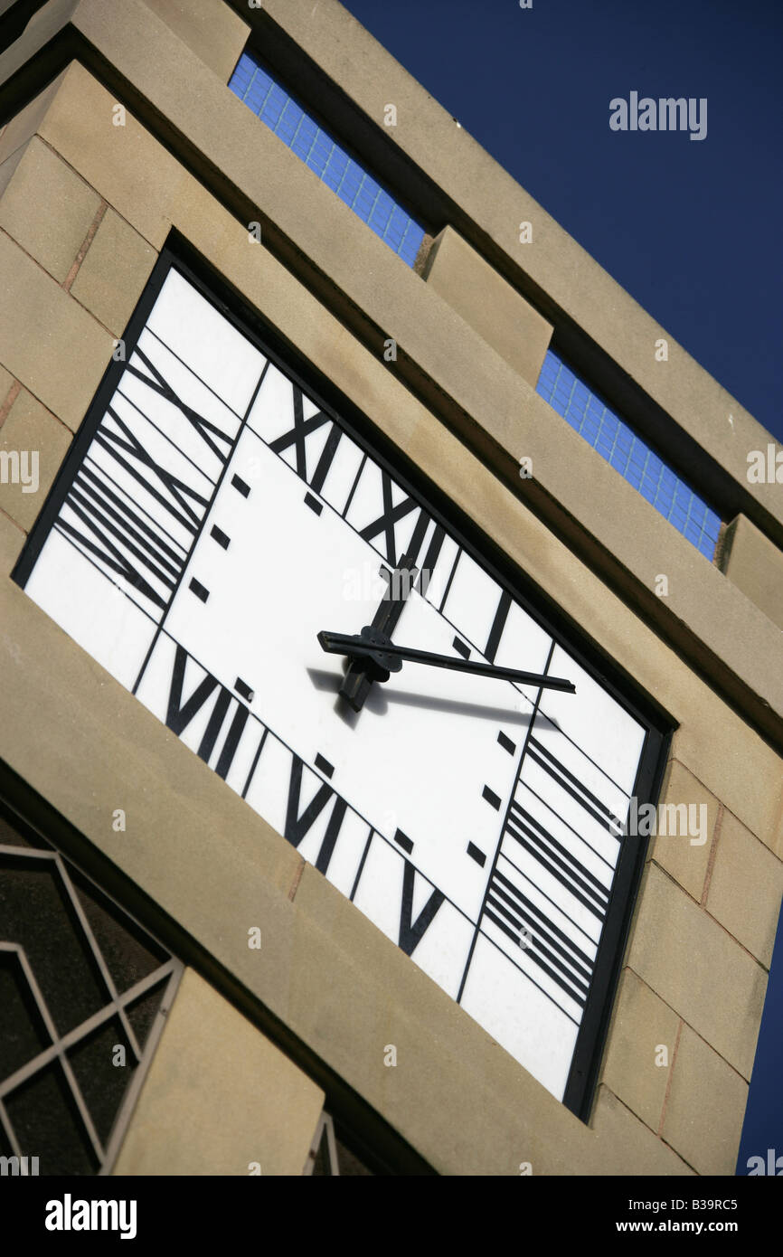 City of Derby, England. The clock tower at the public seating area