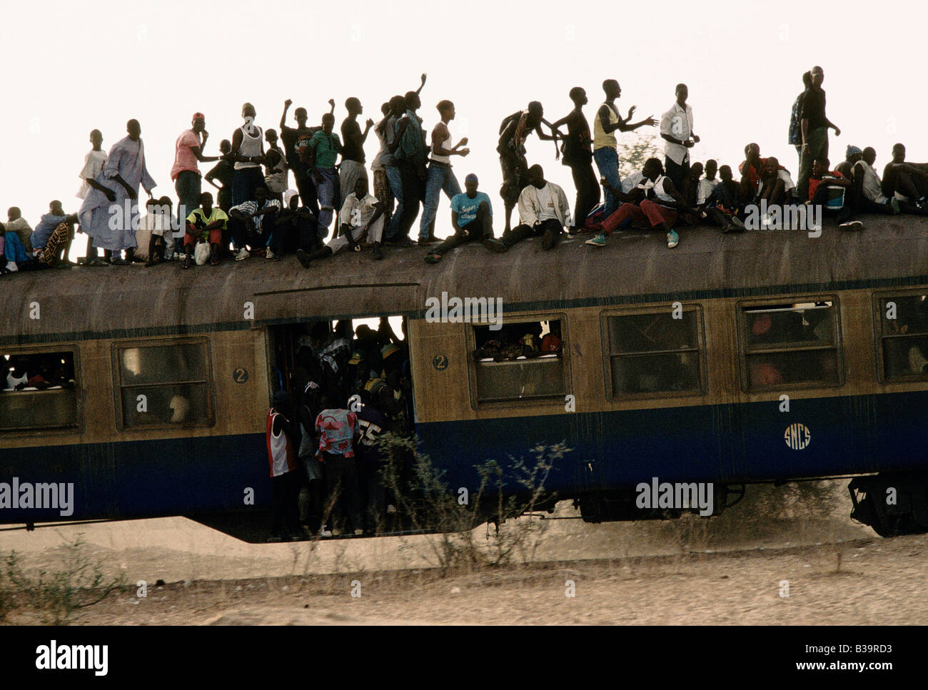 'TOUBA, AFRICA'S LITTLE MECCA', TRAIN ON ITS WAY FROM DIORBEL TO TOUBA, 1996 Stock Photo