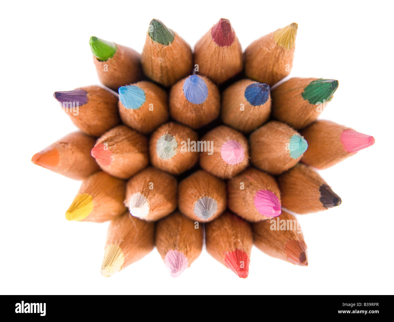 Color pencils collection with colors mixed Stock Photo