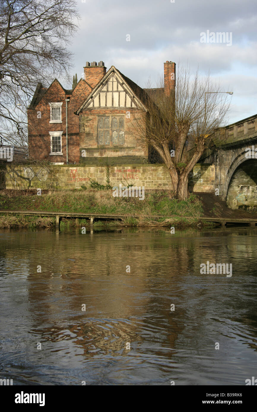 City of Derby, England. The Chapel of St Mary on the Bridge is located on the banks of the River Derwent. Stock Photo