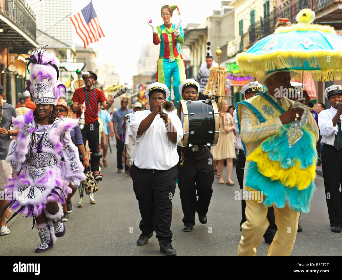 USA,Louisiana New Orleans,French Quarter second line parade Stock Photo