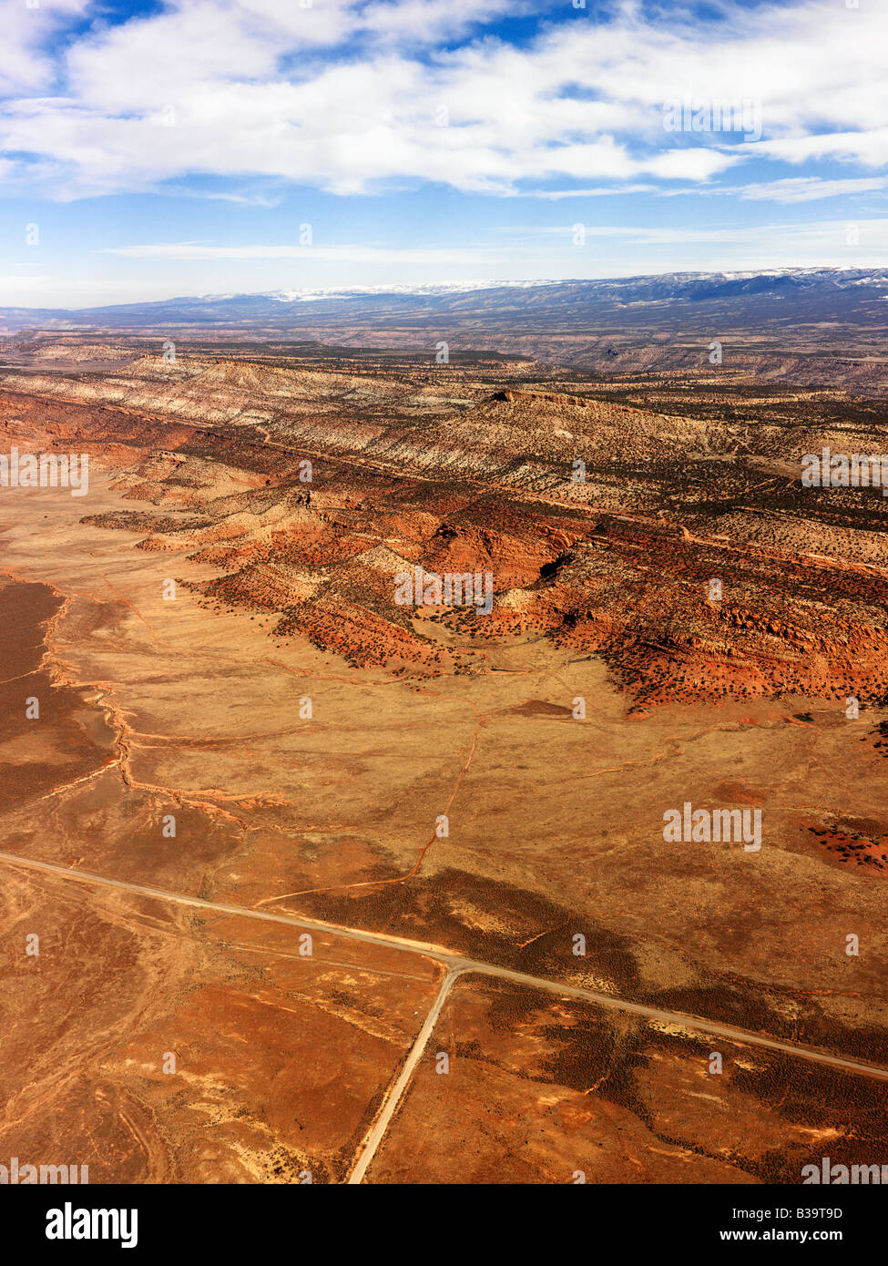 Aerial landscape of desert plains in rural Utah United States Stock Photo