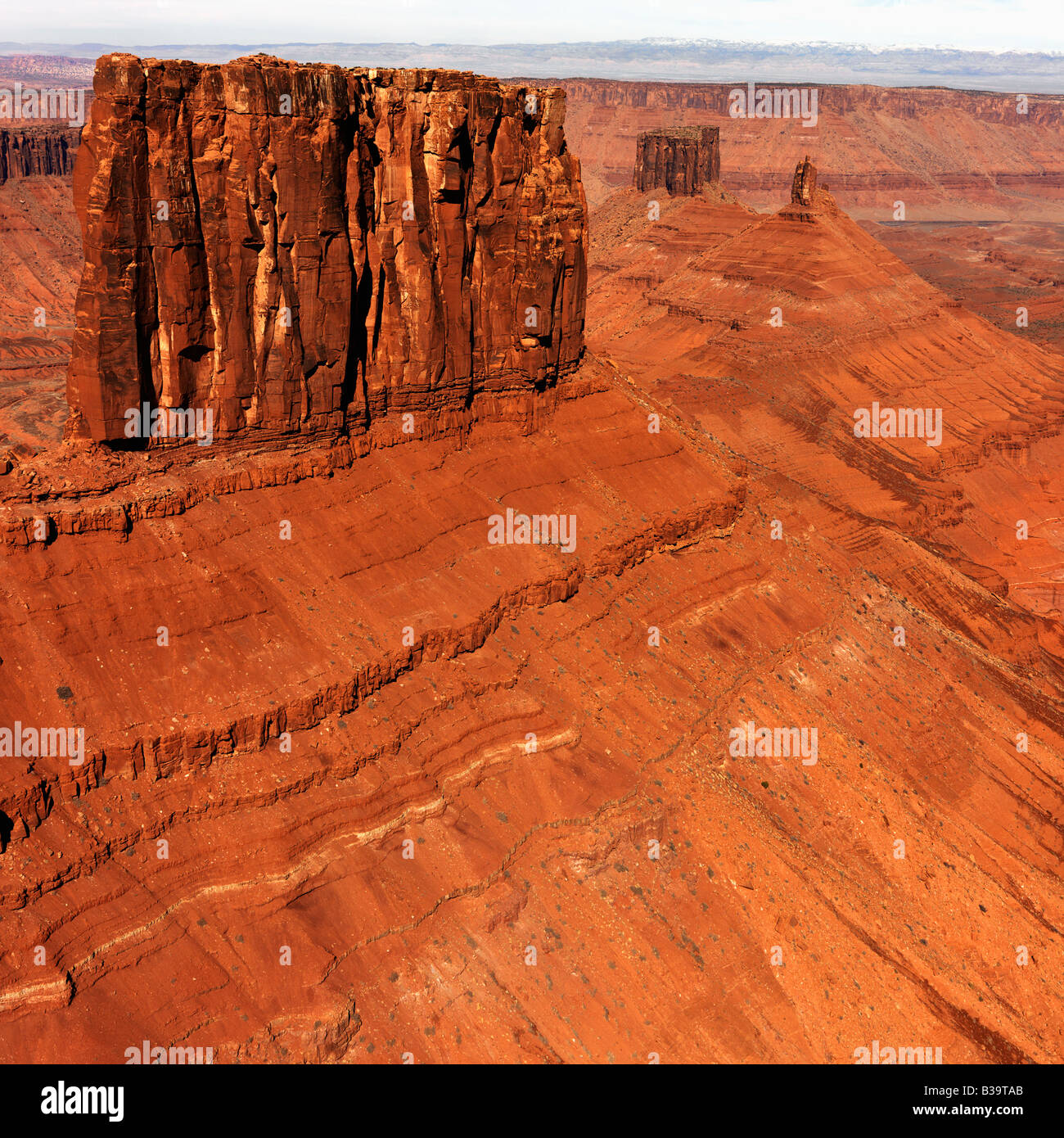 Aerial landscape of mesas in Canyonlands National Park Moab Utah United States Stock Photo