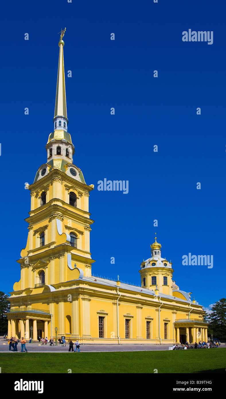 Side view of St. Peter and Paul’s Cathedral at the Peter and Paul Fortress Stock Photo