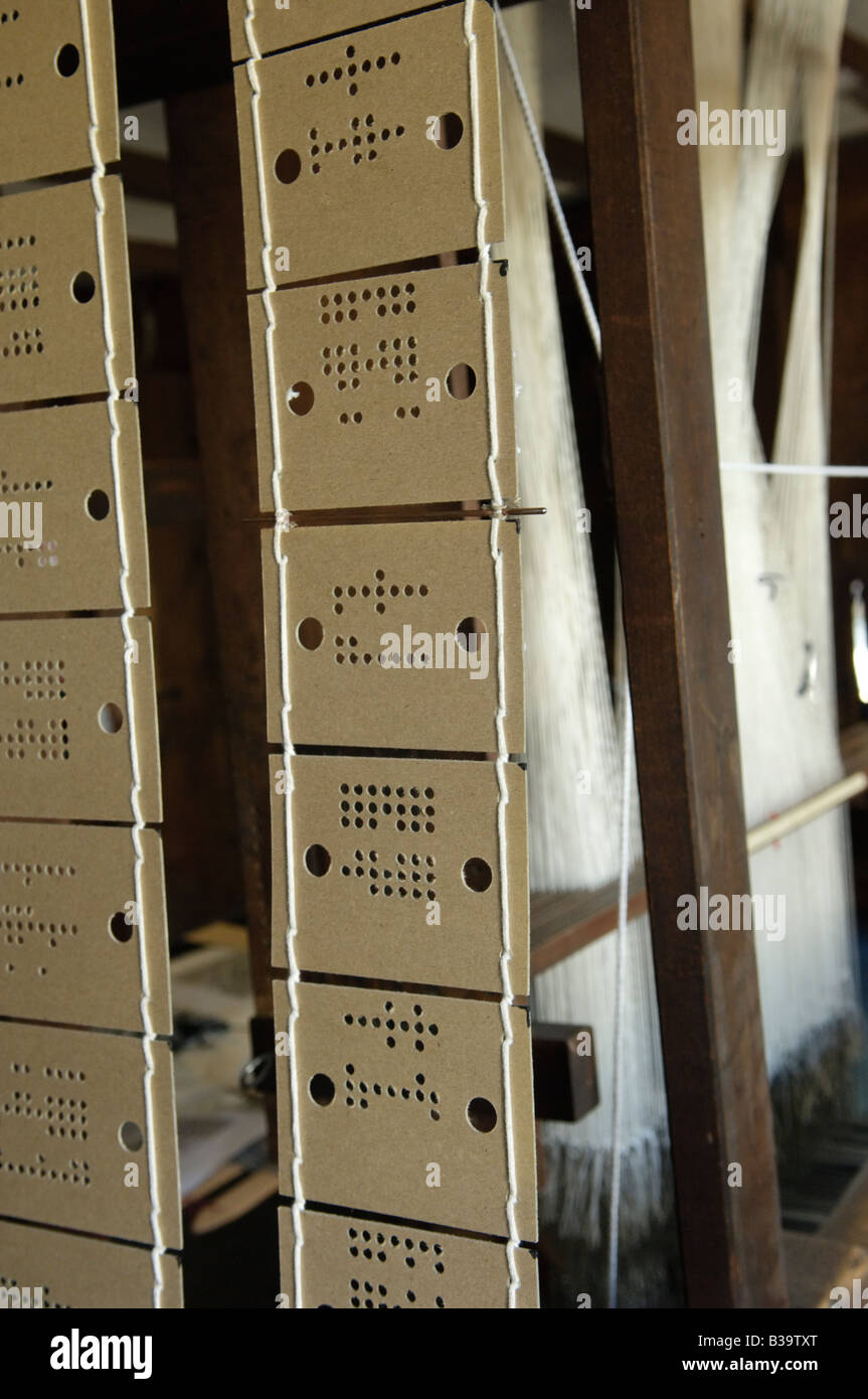 Jacquard loom with punch cards at Greenfield Village in Dearborn Michigan USA Stock Photo