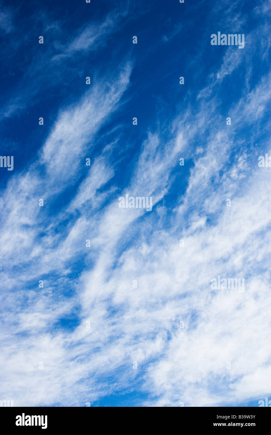 Beautiful blue sky with light wispy clouds Stock Photo