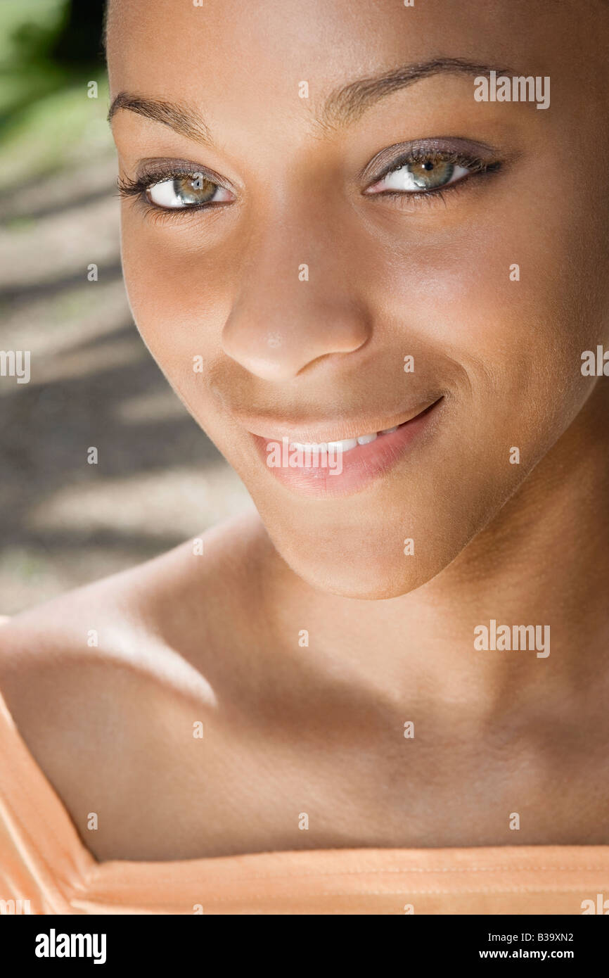 Close up of African teenaged girl smiling Stock Photo - Alamy