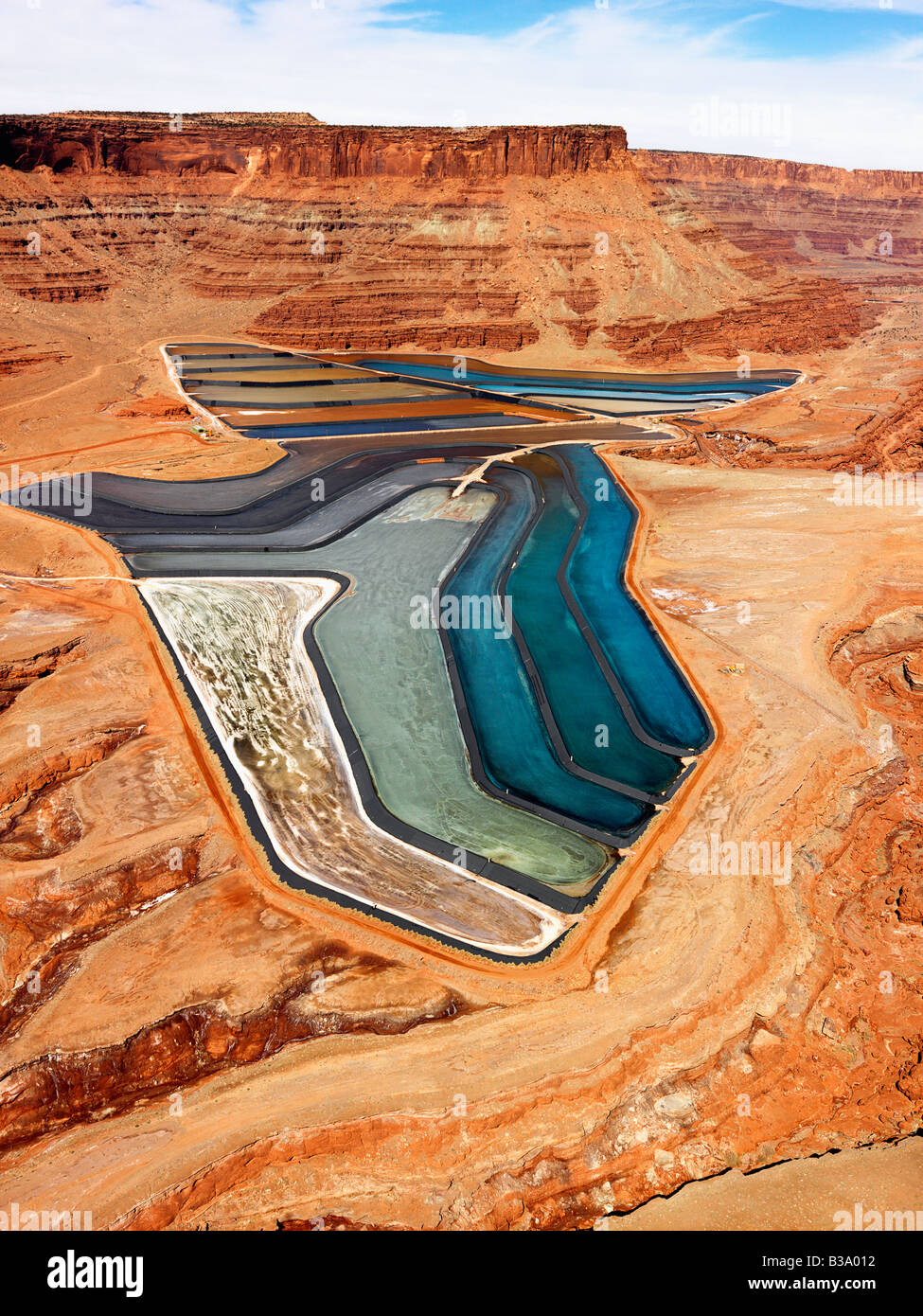 Aerial landscape of tailing ponds for mineral waste in rural Utah United States Stock Photo