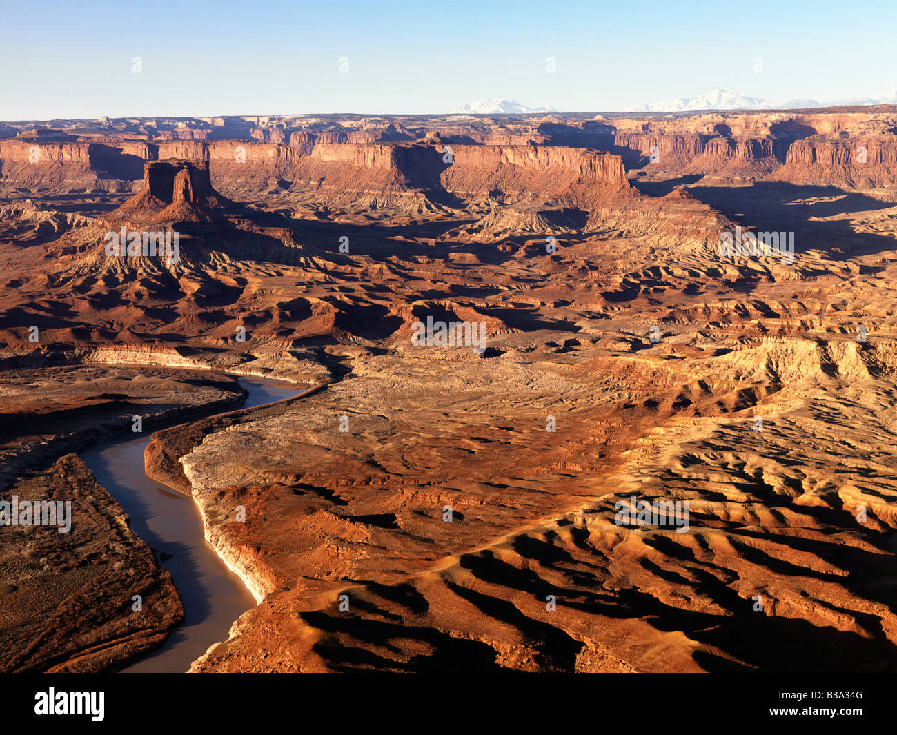 Aerial landscape of river in Canyonlands National Park Moab Utah United States Stock Photo