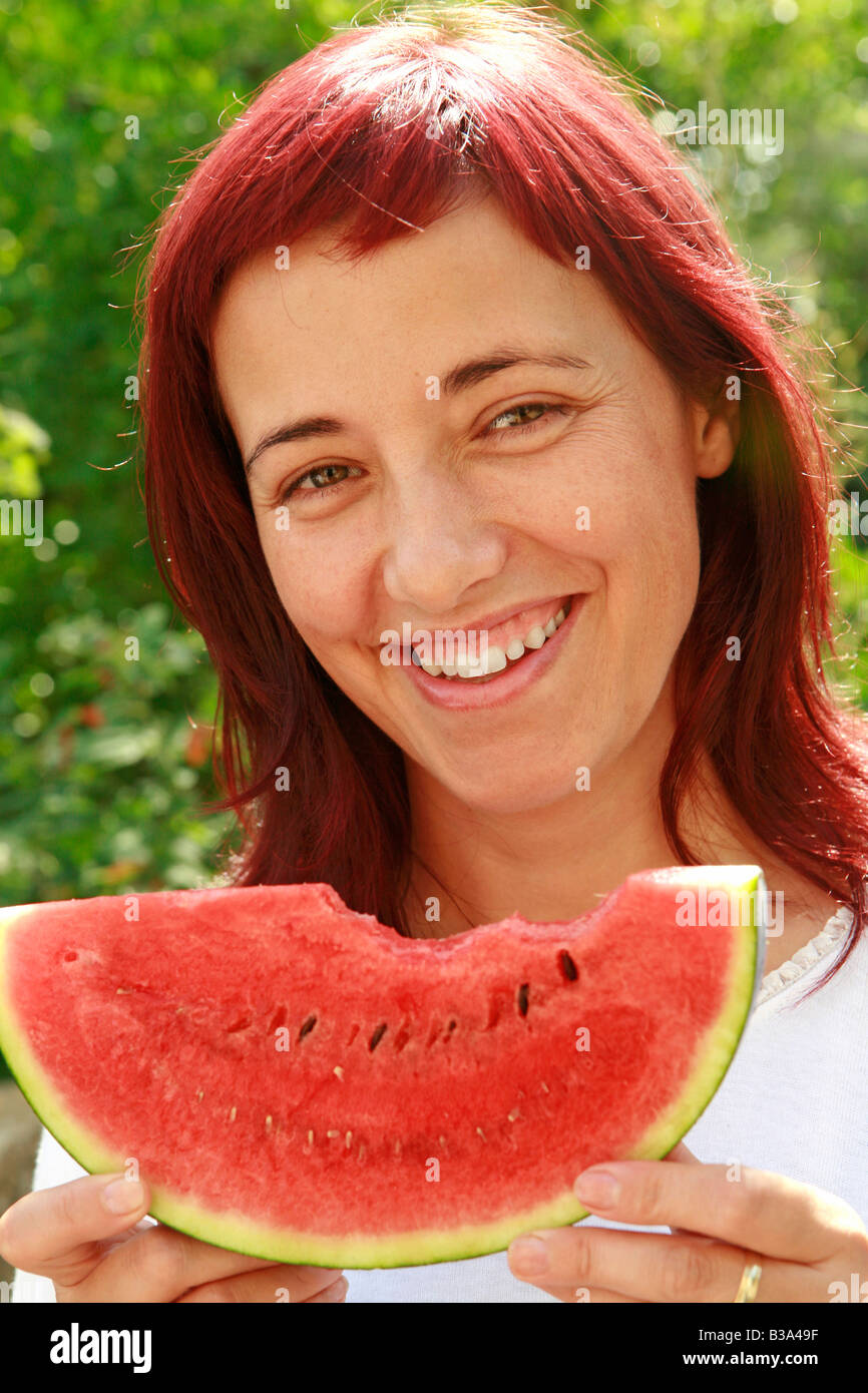 Girl with watermelon Stock Photo Alamy