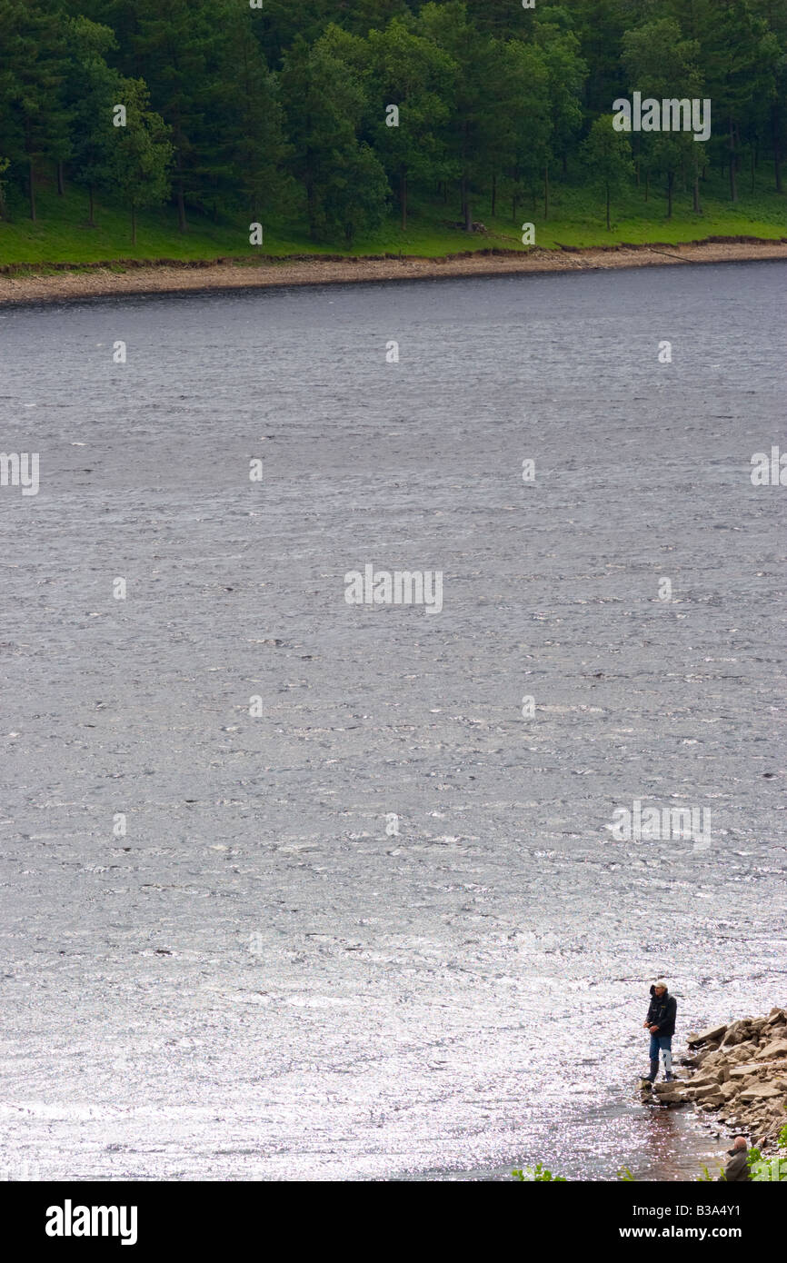 Flyfishing at Ladybower reservoir Stock Photo Alamy