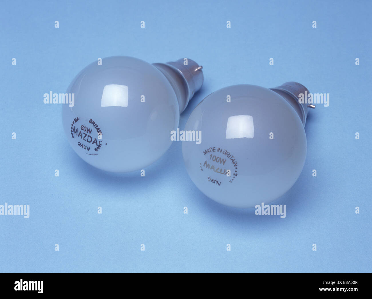 conventional 60 watt & 100 watt bulbs Stock Photo