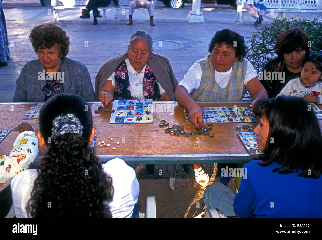 Old people playing bingo