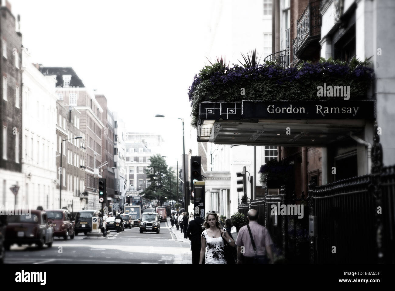 Entrance to Gordon Ramsay's restaurant in London. Stock Photo