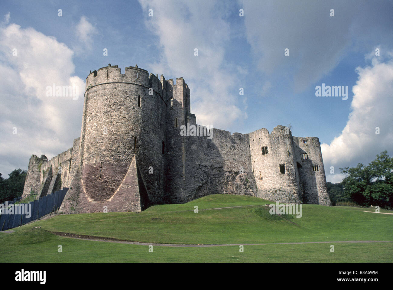 A viw of the outer walls of Chepstow Castle Stock Photo