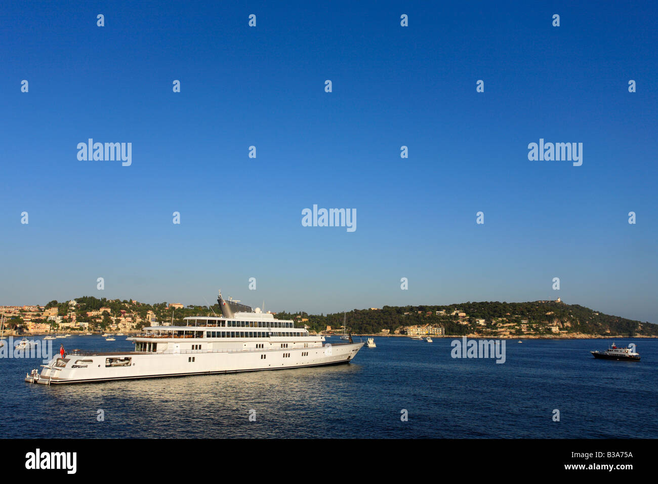 Larry Ellison super yacht Rising Sun in Villefranche sur Mer bay France Stock Photo