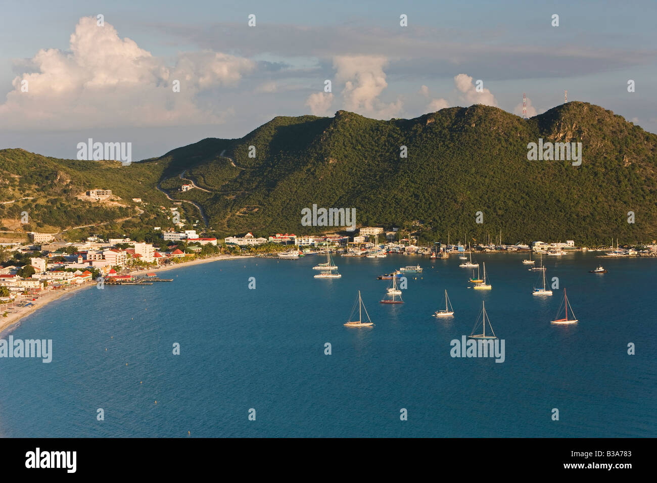 Caribbean, Leeward Islands, Netherlands Antilles, Sint Maarten, Great Bay & Philipsburg Stock Photo