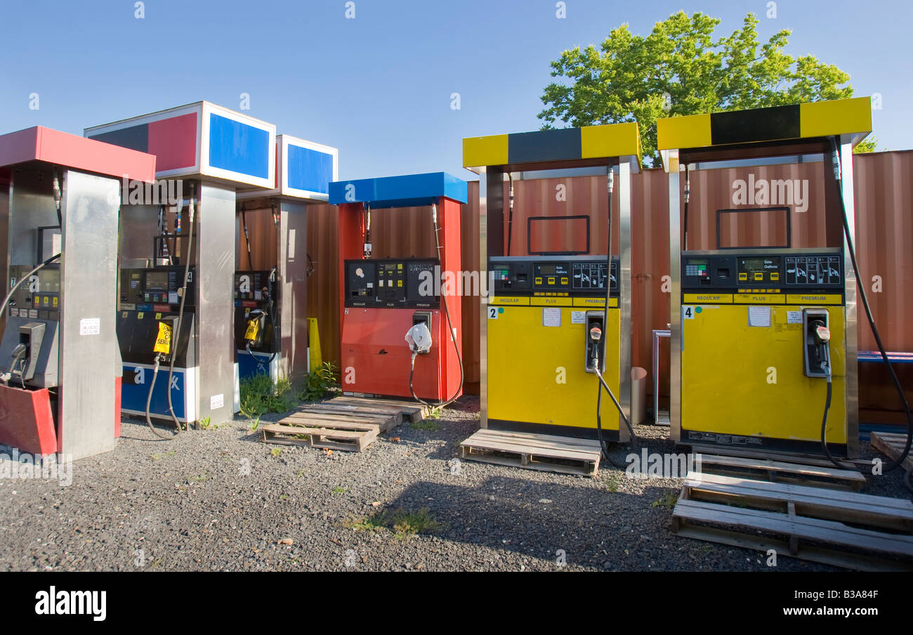 Broken gas pumps Stock Photo Alamy