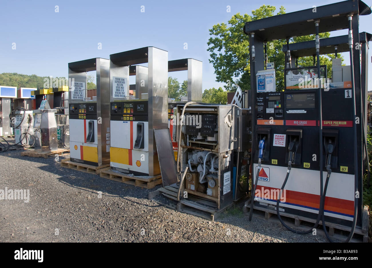 Broken gas pumps Stock Photo Alamy