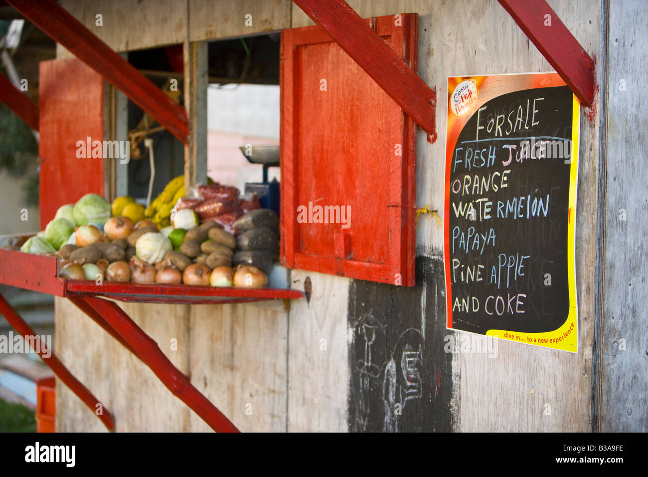 Fruit stand, Caye Caulker, Belize Stock Photo Alamy