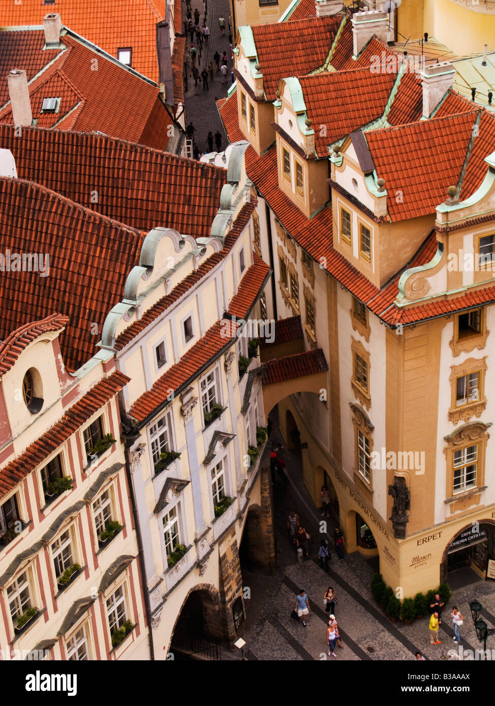 Rooftops of Prague from the Old Town Hall tower Czech Republic EU Europe Stock Photo