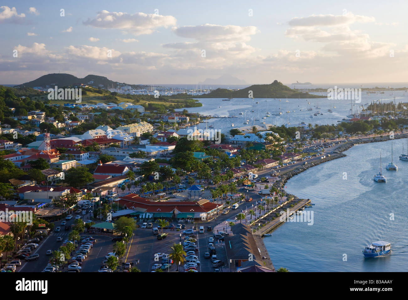 Caribbean, French West Indies, Saint Martin,  Marigot from Fort St. Louis Stock Photo
