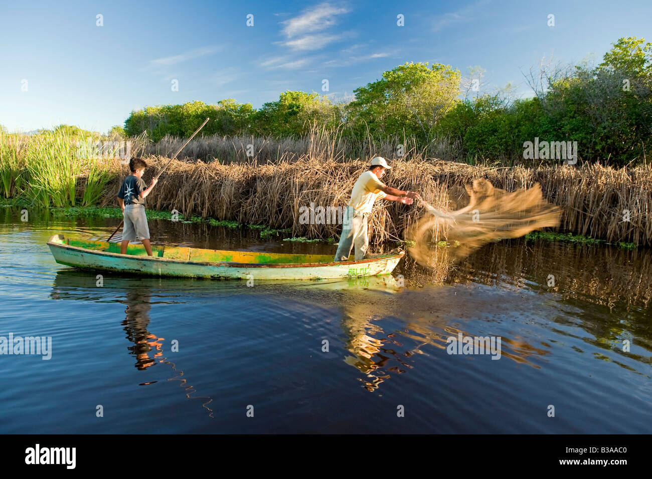 Local Fishermen, Monterrico-Hawaii Nature Reserve (Monterrico-Hawaii Biotopo), Pacific Coast, Guatemala Stock Photo