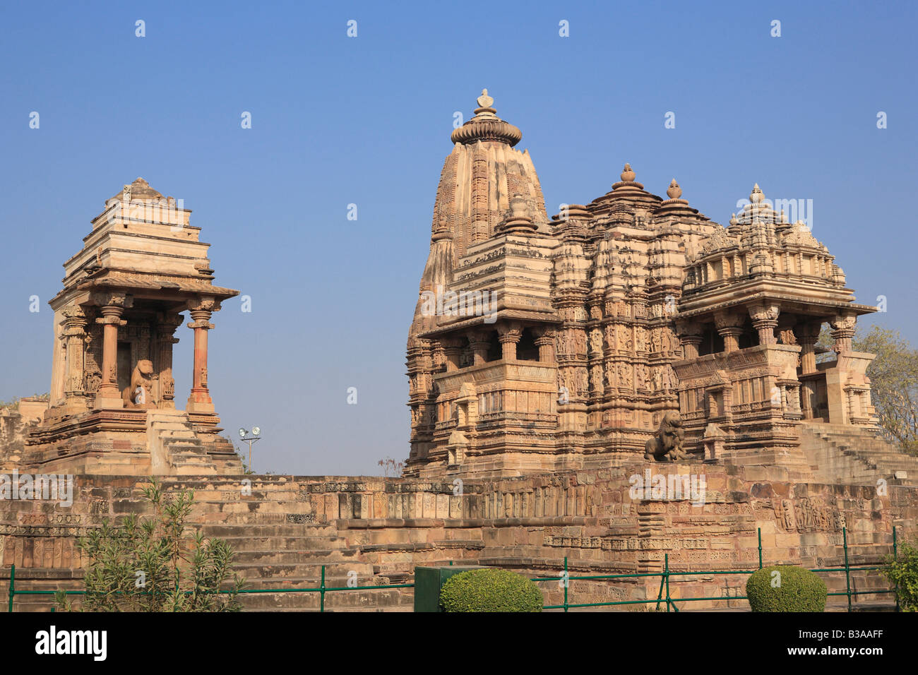 Mahadeva and Jagadambi Hindu temples UNESCO World Heritage site, Khadjuraho, Madhya Pradesh,  India Stock Photo