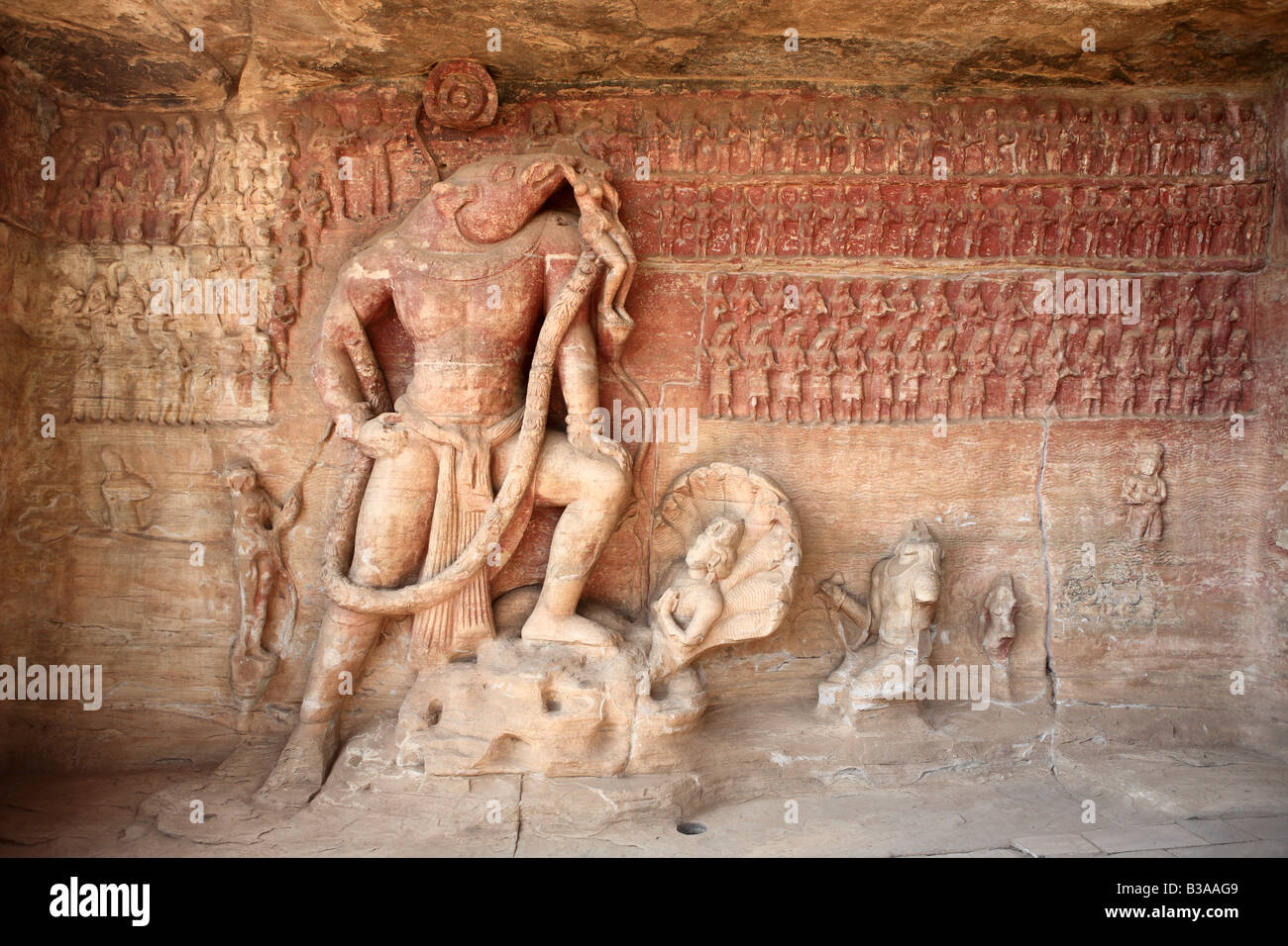Cave 5, image of God Vishnu, Udaygiri, Madhya Pradesh, India Stock Photo