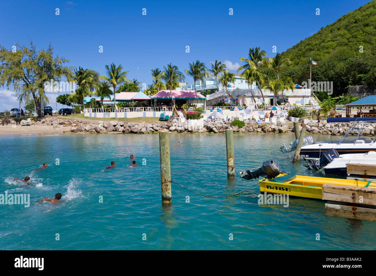 Caribbean, St Kitts and Nevis, St Kitts, Frigate Bay Beach Stock Photo