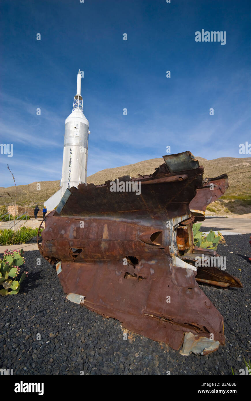 USA, New Mexico, Alamogordo, Museum of Space History, Remains of V2 rocket & Little Joe II solid-fueled rocket Stock Photo