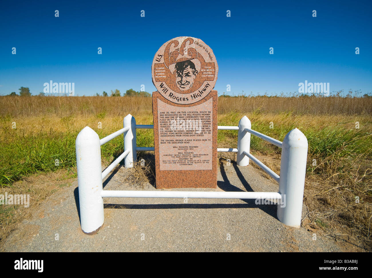 USA, Oklahoma, Route 66, Texola, Will Rogers Highway Marker Stock Photo -  Alamy