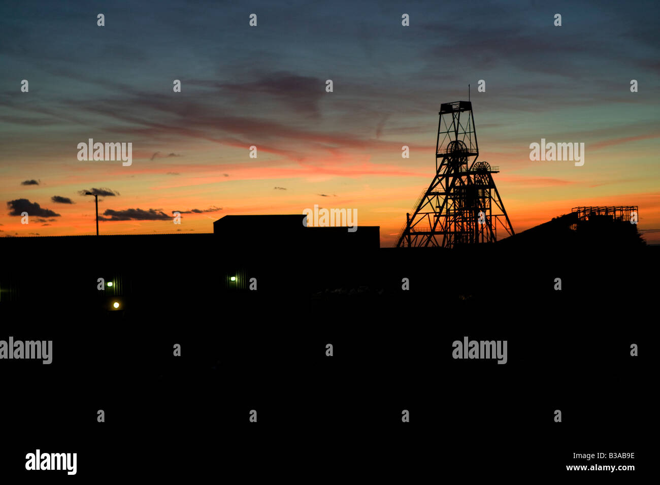 Sunset at South Crofty tin mine, Camborne, Cornwall, UK. Stock Photo