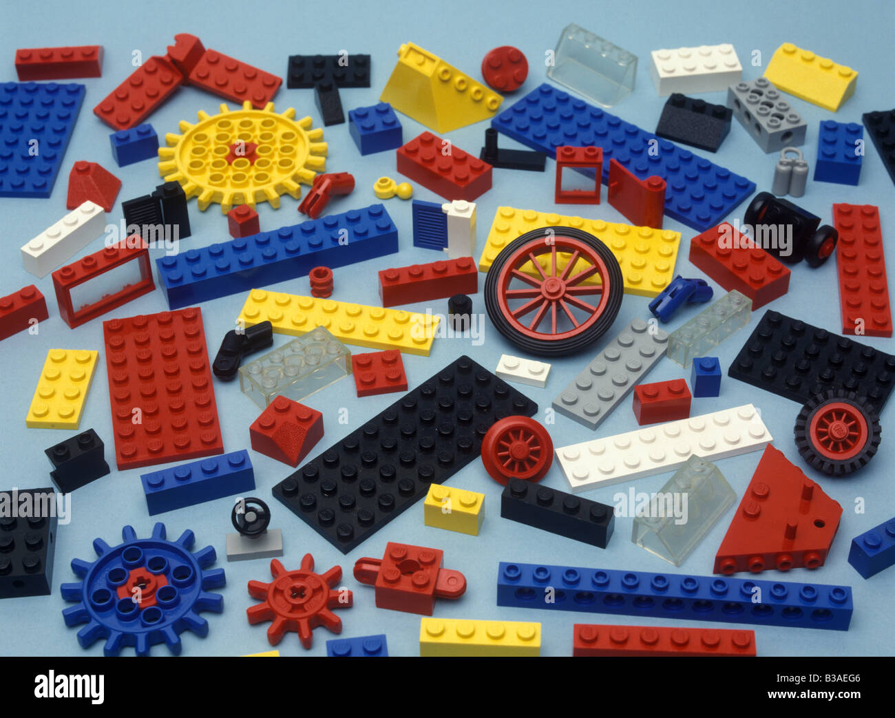 collection of colourful lego - building blocks Stock Photo