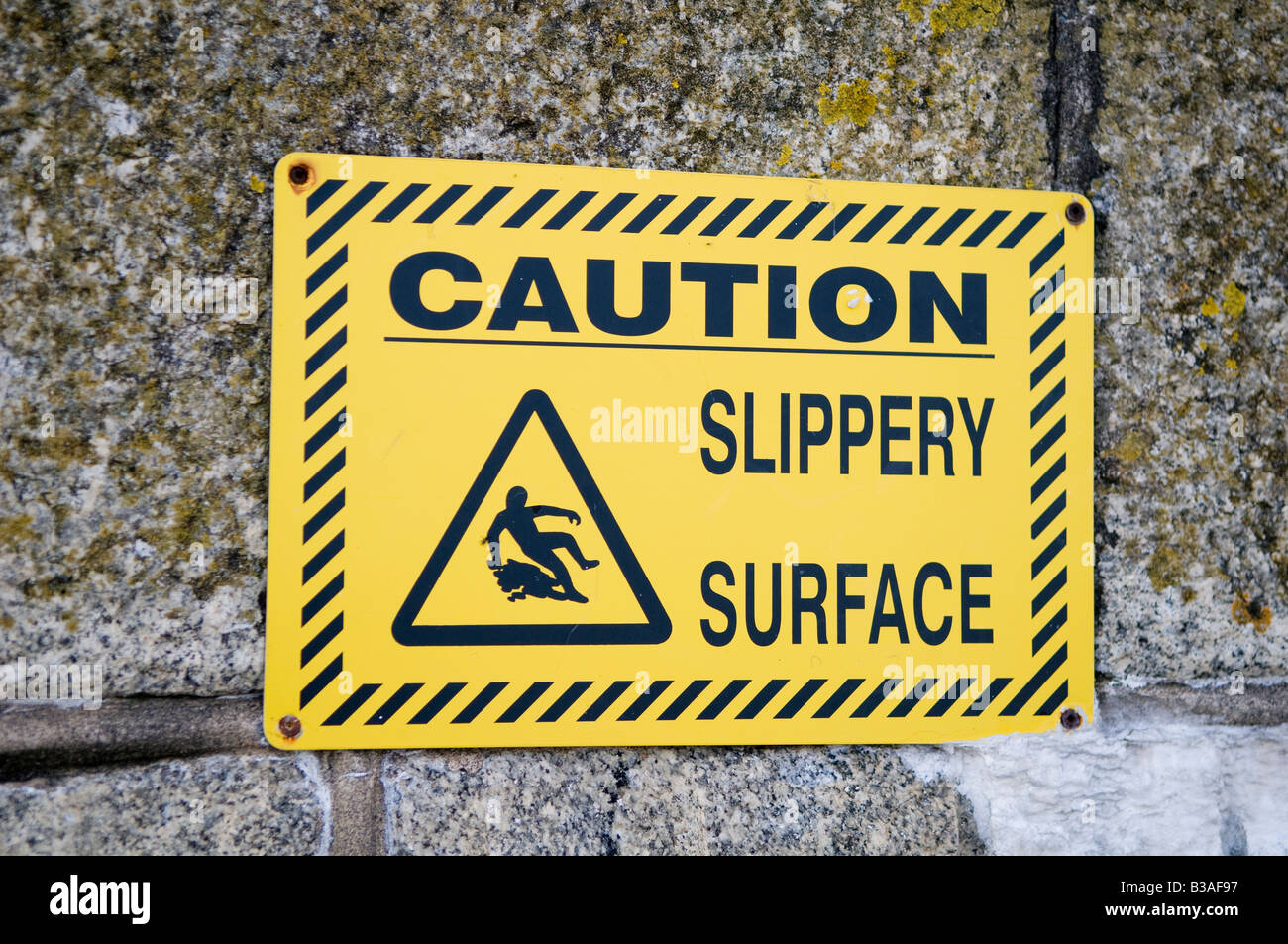 Slippery Surface Warning Sign Stock Photo Alamy