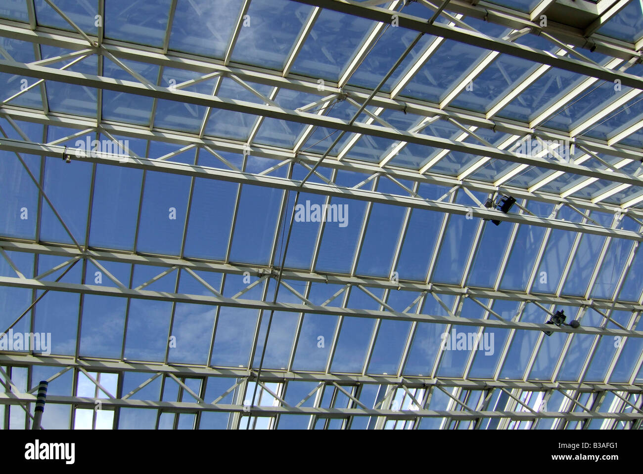 glass roof blue sky Stock Photo