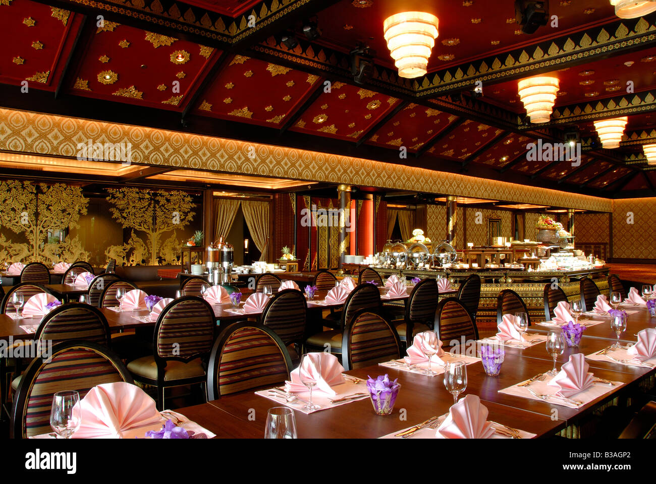 Oriental Hotel Bangkok Sala Rim Naam Restaurant Thai food Thai cuisine Travel five star hotel Asia. Stock Photo