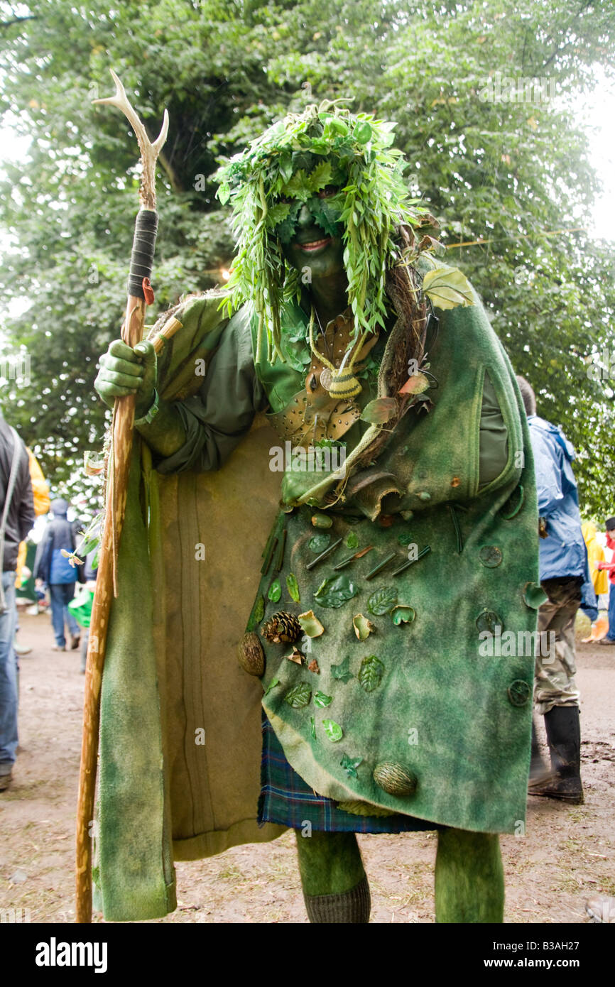Green man fancy dress at the Greenman festival 2008 Glanusk Park Brecon  Beacons Wales U K Stock Photo - Alamy