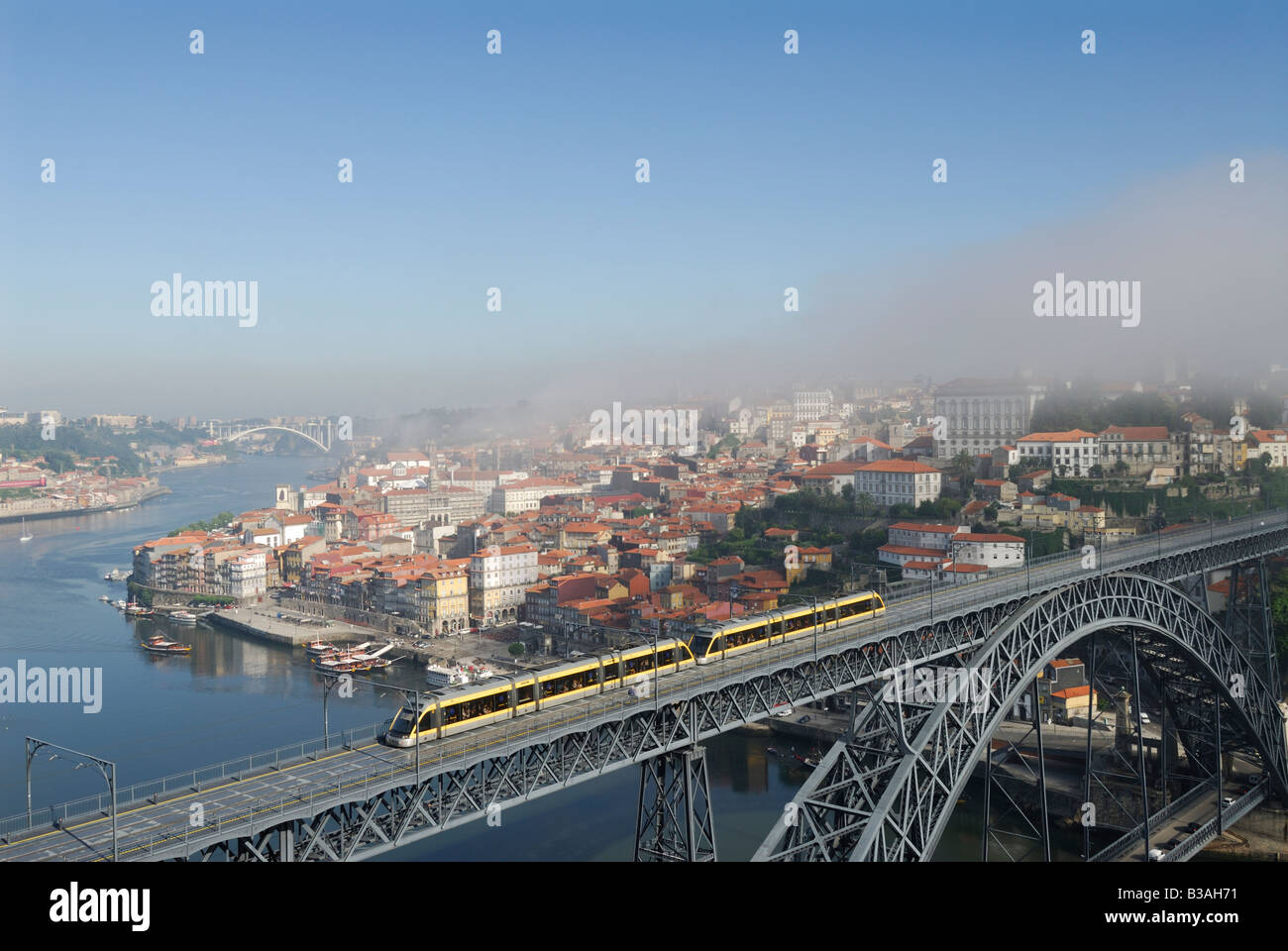 Porto Portugal Morning mist drifts across the city Stock Photo