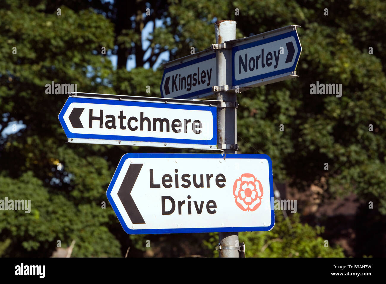 UK Cheshire Norley Chester Leisure Drive road sign Stock Photo Alamy