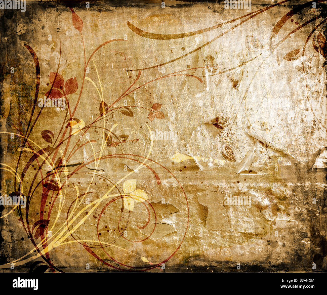 Floral design on grunge background Stock Photo - Alamy