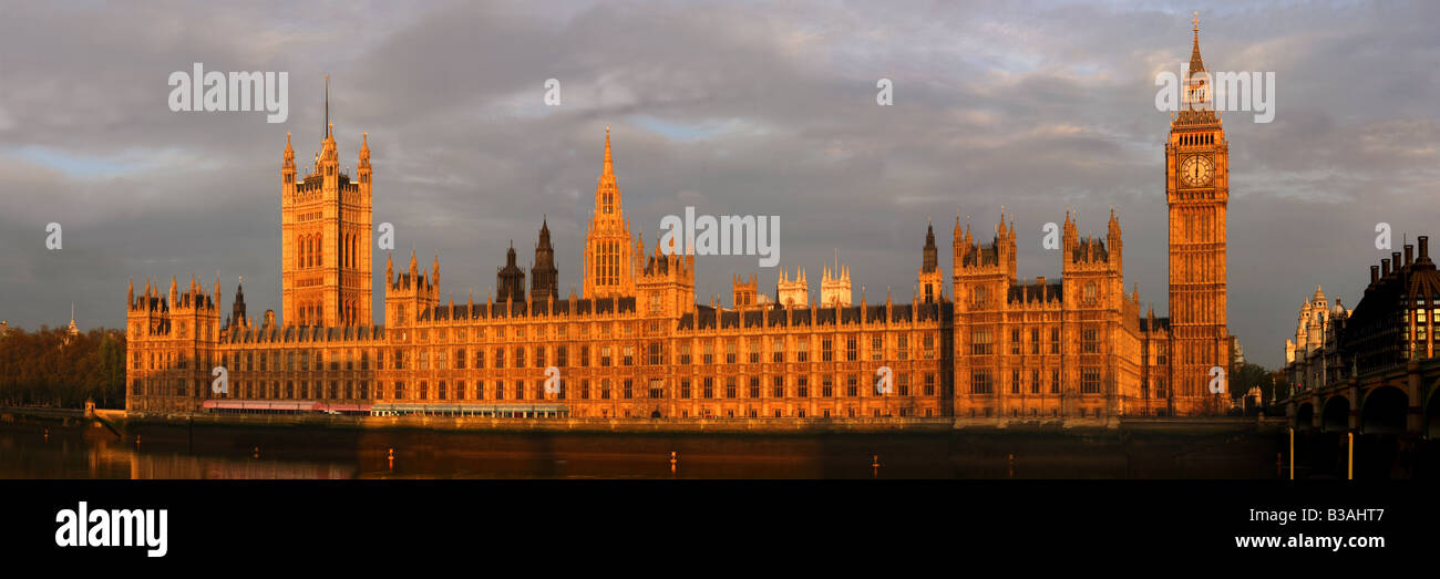 LONDON, UK - MAY 03, 2008:  Panorama view of the Houses of Parliament and Big Ben Stock Photo