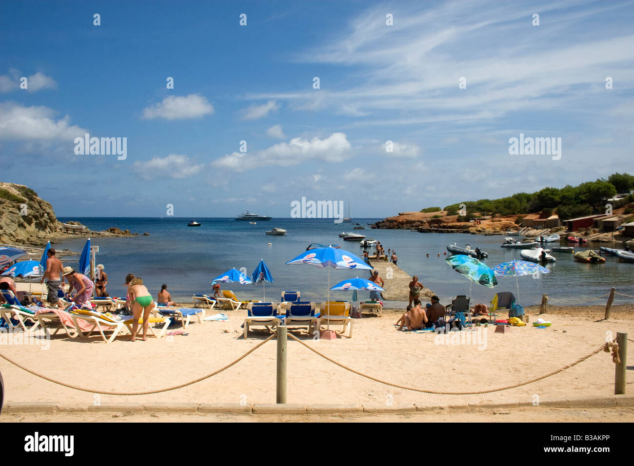 Beach and Bay, Pou des LLeo, Ibiza Stock Photo