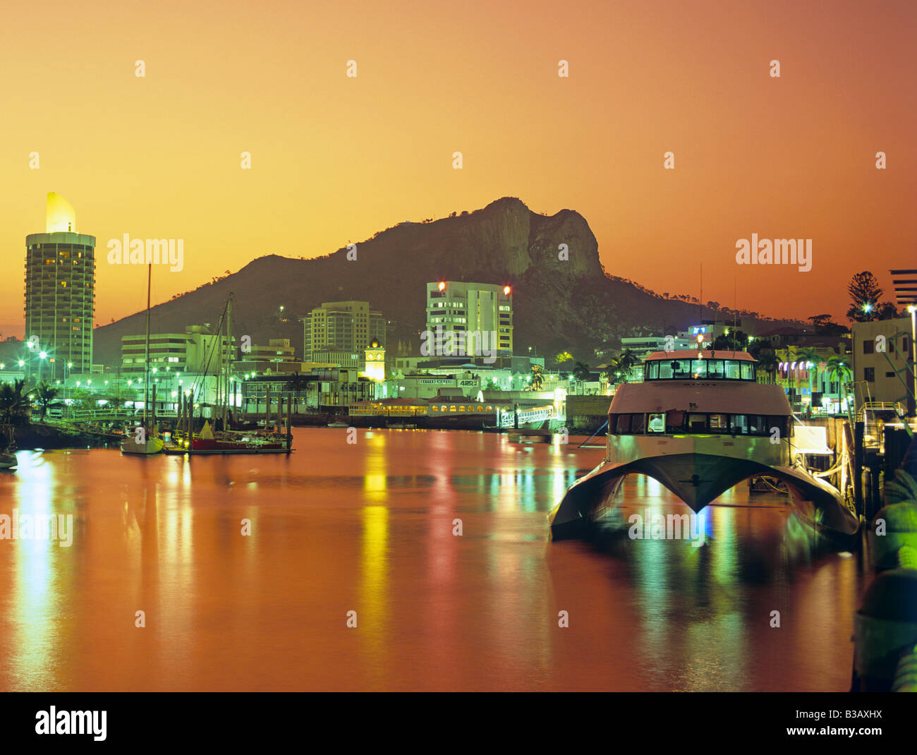 Townsville Castle Hill in the background at night Queensland Australia