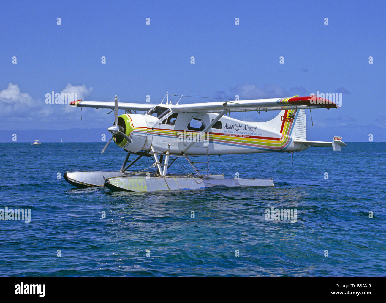 de Havilland Canada DHC-2 Beaver Float Plane offshore Green Island Great Barrier Reef Quueensland Australia Stock Photo