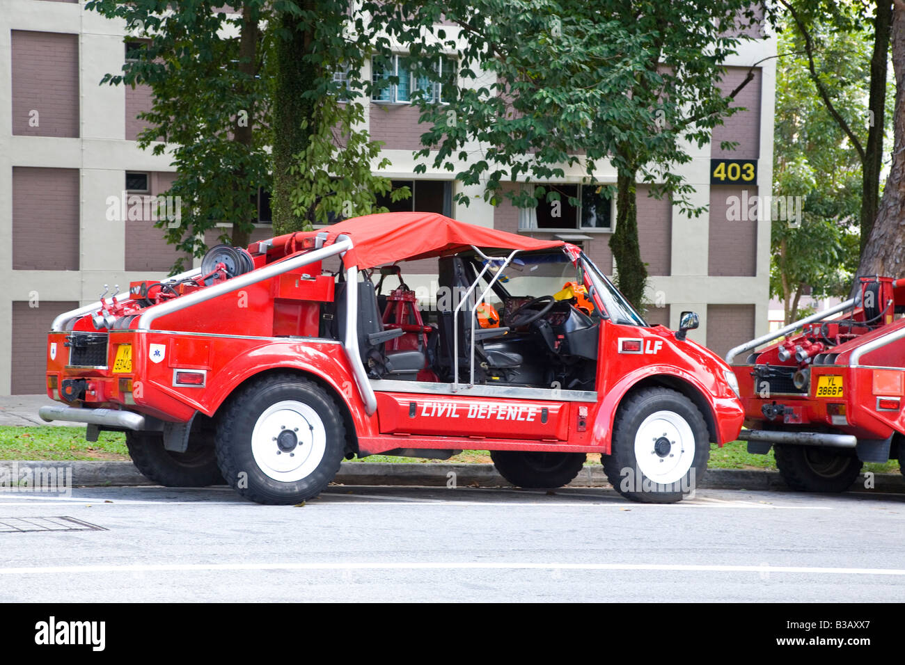 Fire engine in Singapore Stock Photo