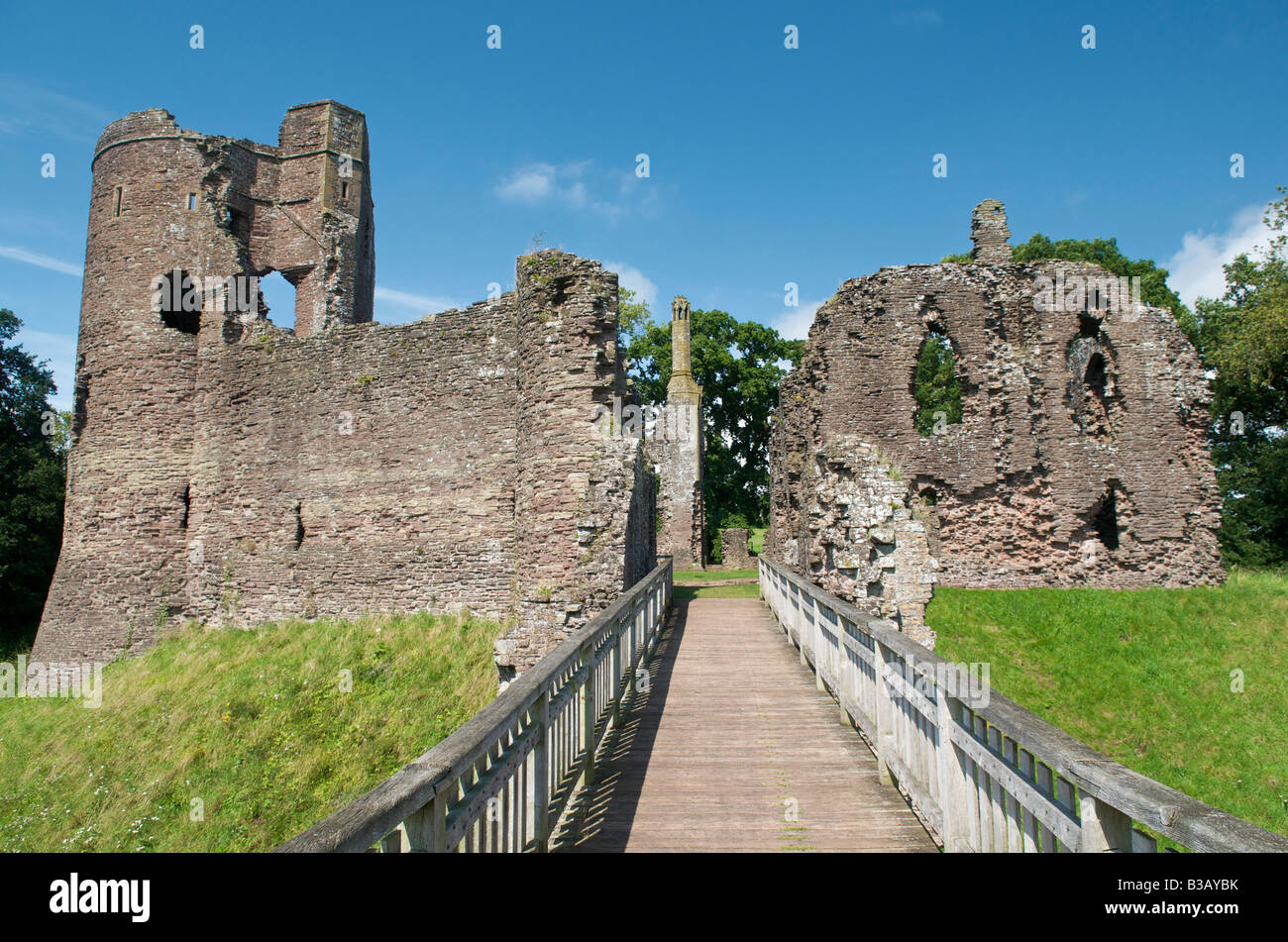 Grosmont Castle, a ruined fortress in Grosmont, Monmouthshire. South entrance Stock Photo