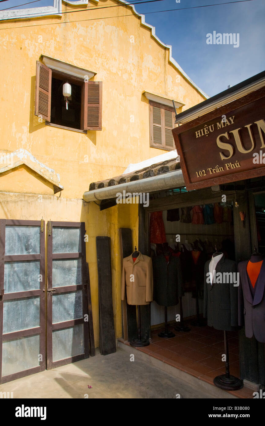 One of many tailor shops in the world famous town of Hoi An, Vietnam Stock Photo