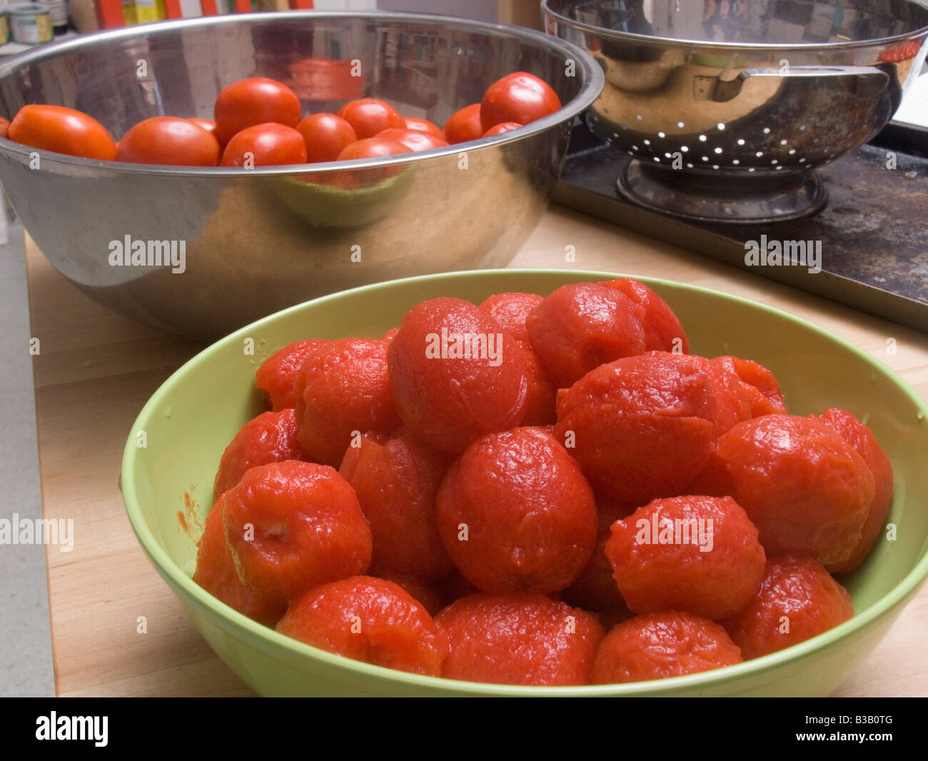 peeled plum tomatoes Stock Photo